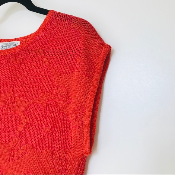 Vintage The Villager Red Knit Sleeveless Top - Picture 5 of 7
